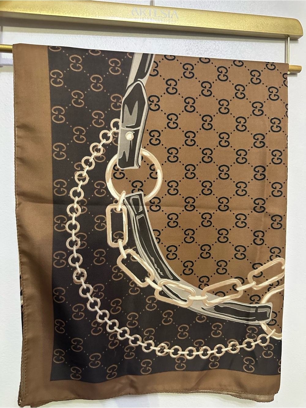 New lightweight Mocha square scarf 50” x 50”